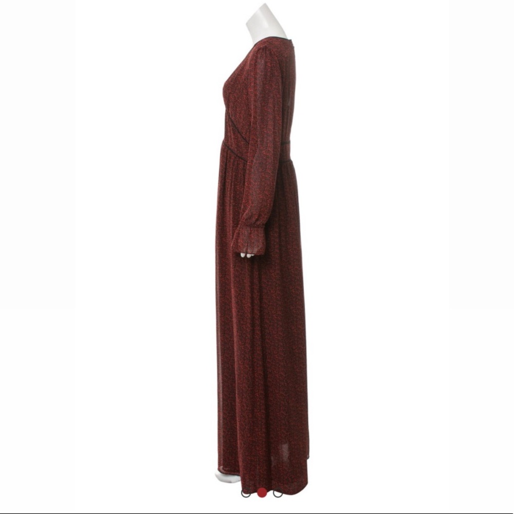 Burgundy floral chiffon Michael Kors long sleeve dress - Picture 7 of 10